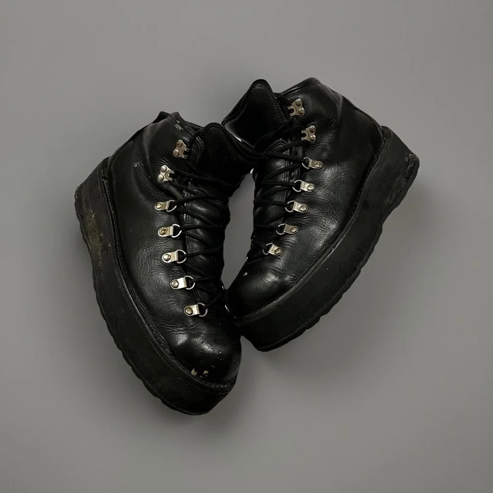 Mens Danner Black Leather Mountain Punk Goth Biker Platform Boots Sz 11.5 Custom